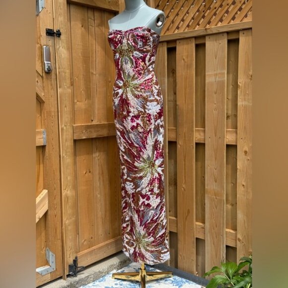 🆕 BRONX & BANCO 🧿 NWOT Dahlia Fuchsia Multi Sequin Maxi Dress, Sz XS US 2 - Picture 9 of 15